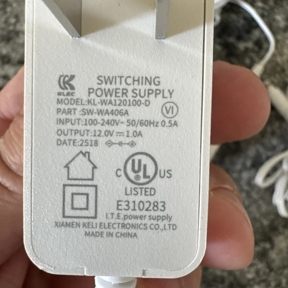Two Google GFiber Fiber Jack Power Adapters Power Supply 12V 1A KL-WA120100-D